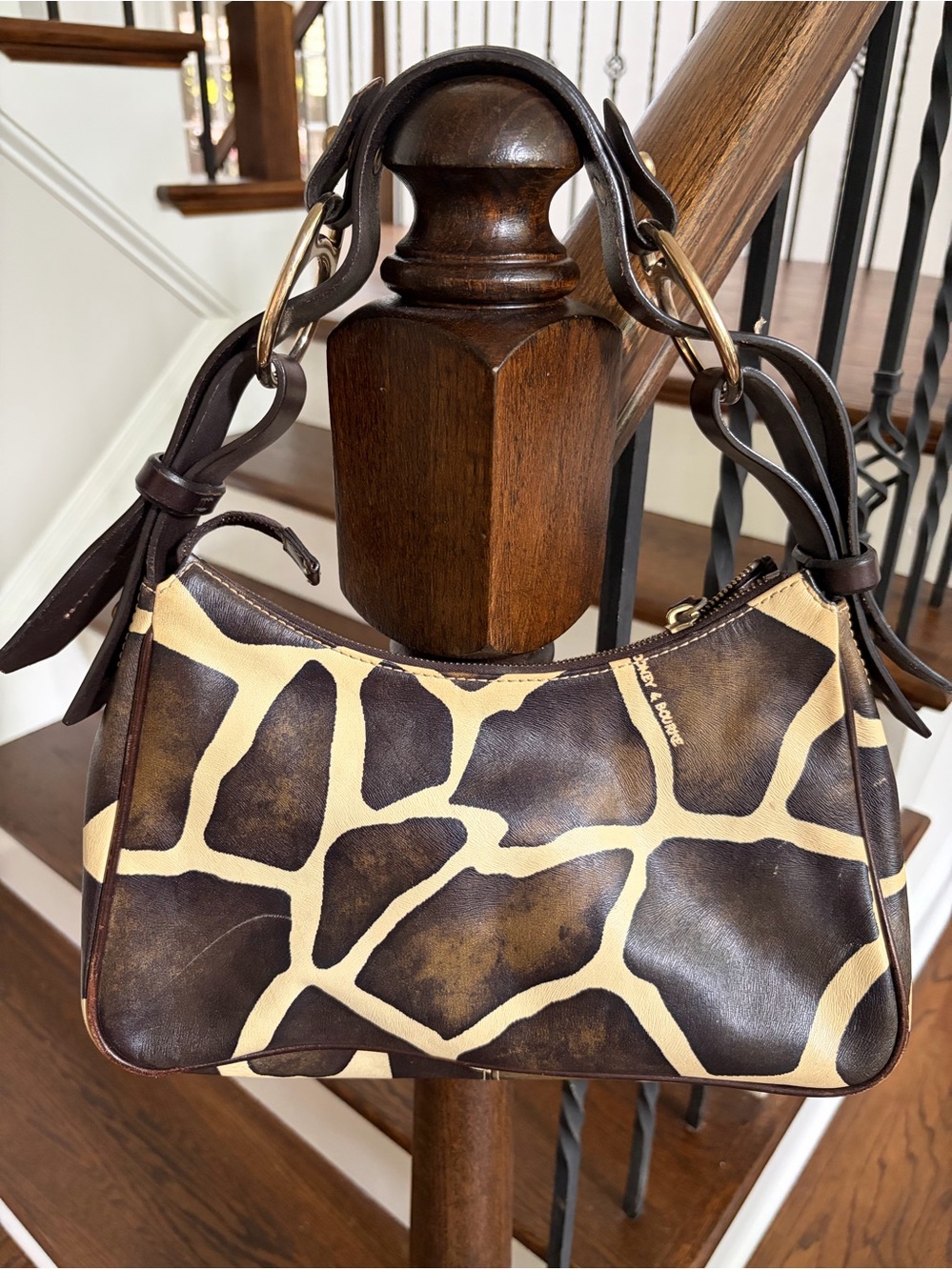 Dooney & Bourke Brown and Cream Giraffe-Print Shoulder Bag - Picture 2 of 8